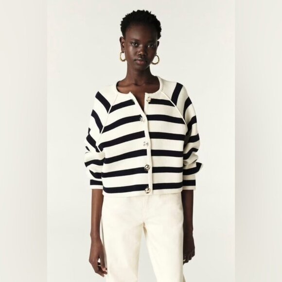 ba&sh Sweaters - NWT Ba&sh Bash Massimo Striped Cardigan Black White Ecru | size 1 / S